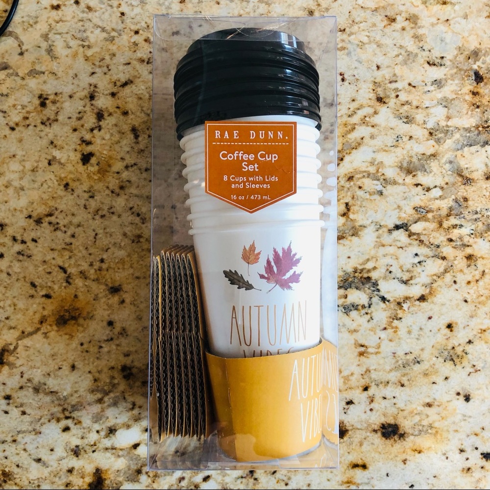 NEW❕RAE DUNN Fall “PUMPKIN🎃SPICE” Coffee Cup w/ Lids & Sleeves ☕️🍂🍁🥮